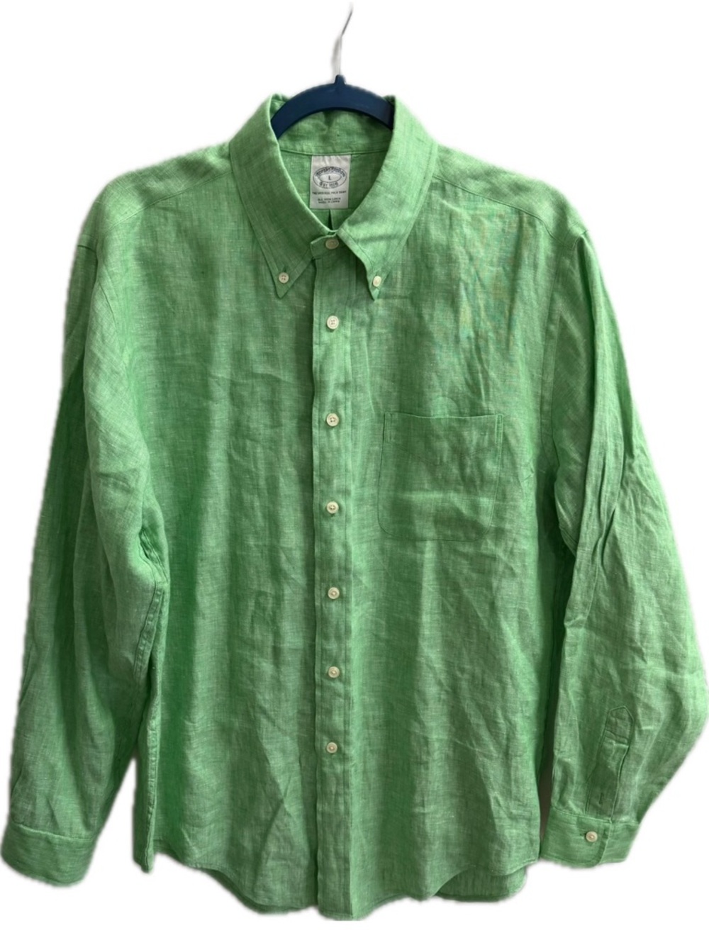 Brooks Brothers Bright Green Linen Button-Down Shirt